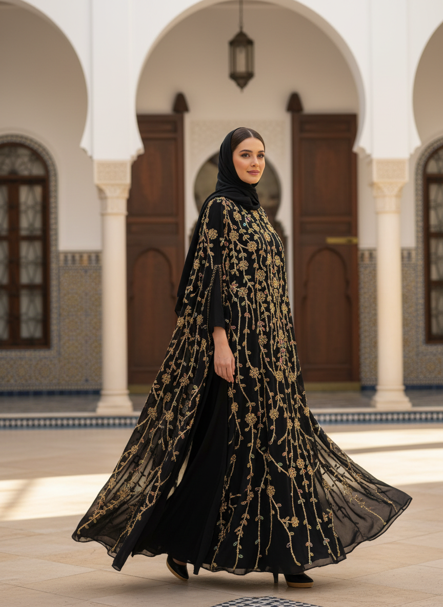 Floral Embellished Abaya - Editorial 4