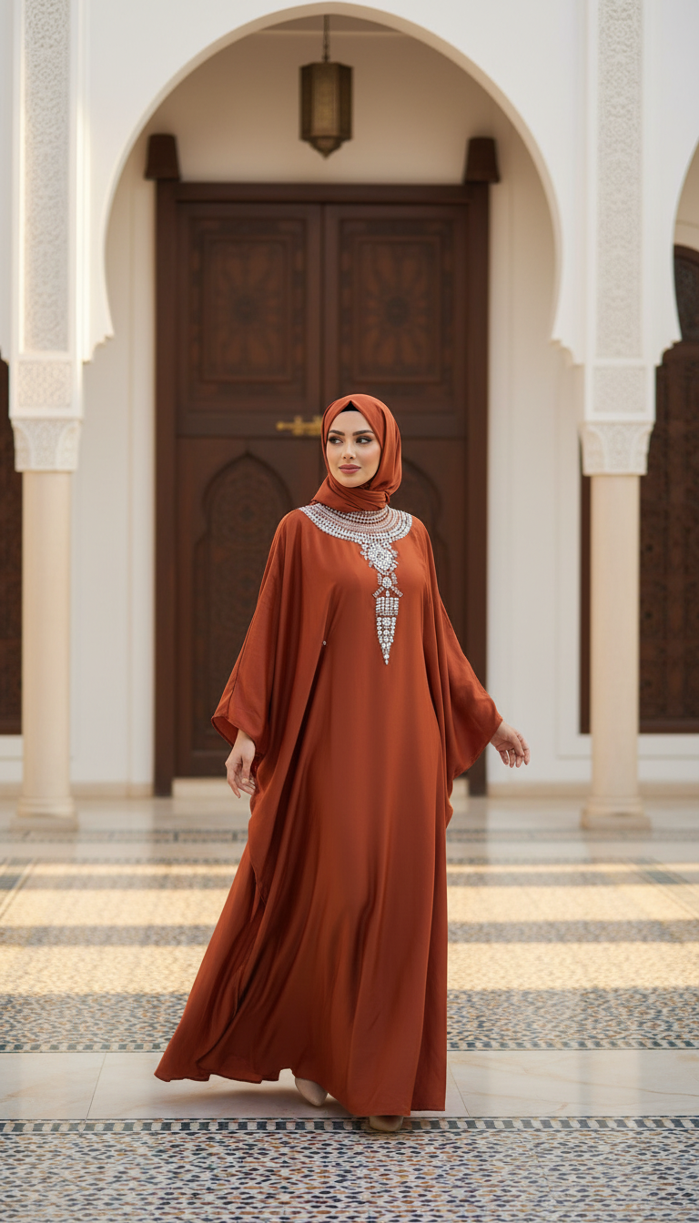 Rust Kaftan Abaya - Editorial 3