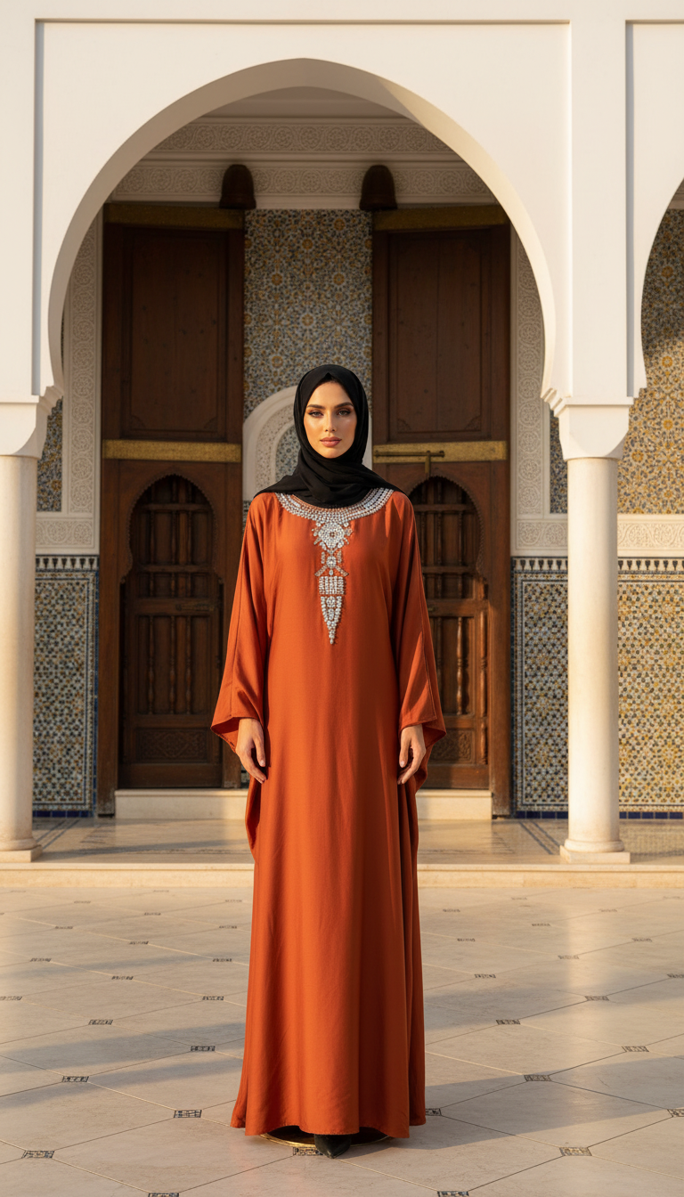 Rust Kaftan Abaya - Editorial 1